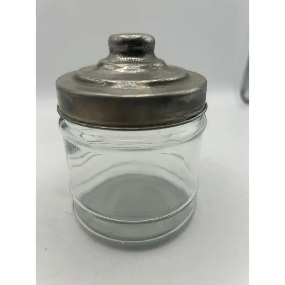 Small Herb Spice Stash Craft Glass Jar w/Plastic Seal & Pop Up Aluminum Lid